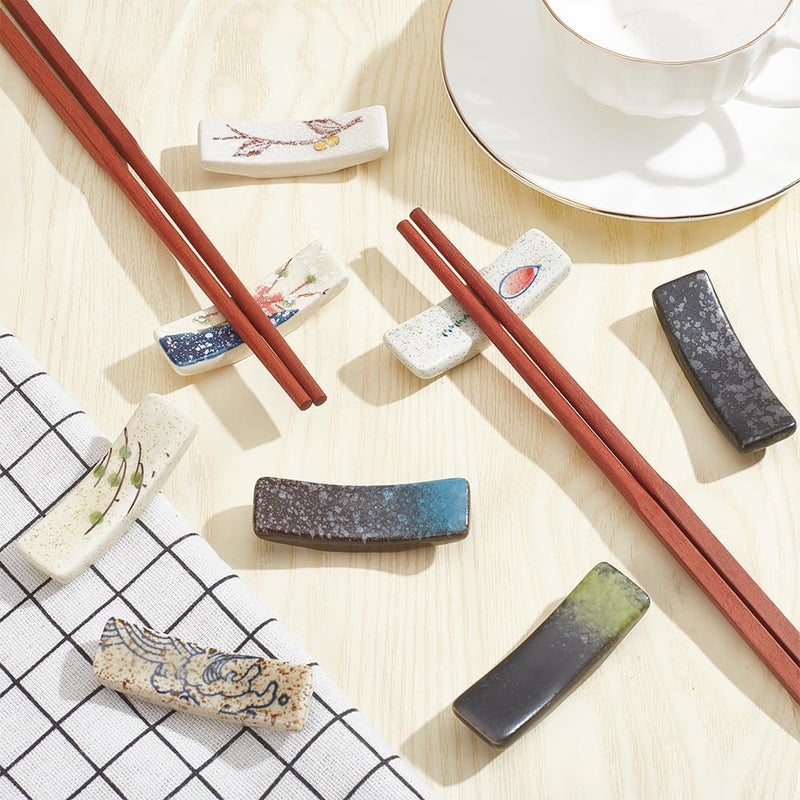 beinkmake 8Pcs Japanese Chopstick Rest Ceramic Chopstick Holder for Dinner Spoons Forks Paint Brushes Table Decoration - Image 4