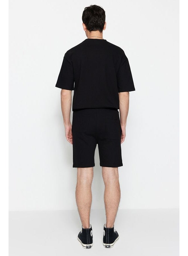 trendyol Premium Black Regular 100% Cotton Textured Shorts TMNSS23SR00035 - Image 1