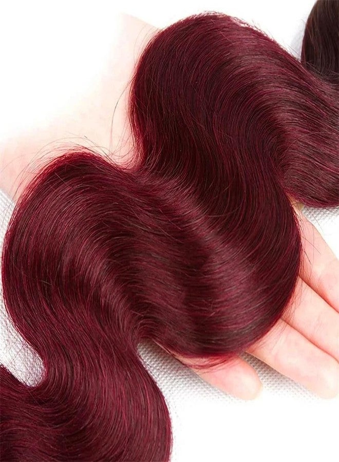 Peenoll Human Hair Bundles 18 20 22 Inch Burgundy 99J Body Wave 3 Bundles Human Hair Brazilian Virgin 12A Quick Weave Soft Sewn In Hair with Double Weft for Black Women - Image 3