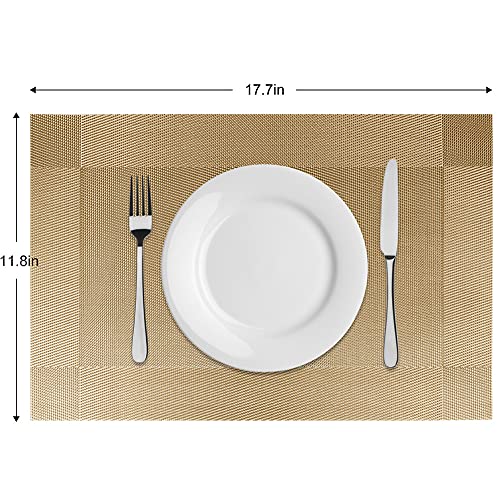 P-Plus International Placemats Set of 6 Dining Table Place Mats | Placemats Table Mat PVC Material | Non-Slip Heat Resistant | Dining Tablemates Washable Anti-Skid | Size 45 x 30cm (Gold) Vinyl - Image 3