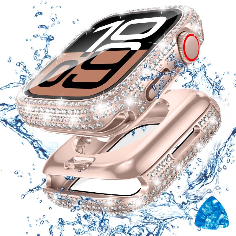 Tensea [2 in 1 for Waterproof Apple Watch Screen Protector Case Series 11/10 42mm Accessories, 360 iWatch Diamond Front Bumper with Glass Film and Back Bumper, Bling Face Cover Women, 42 mm - Image 1