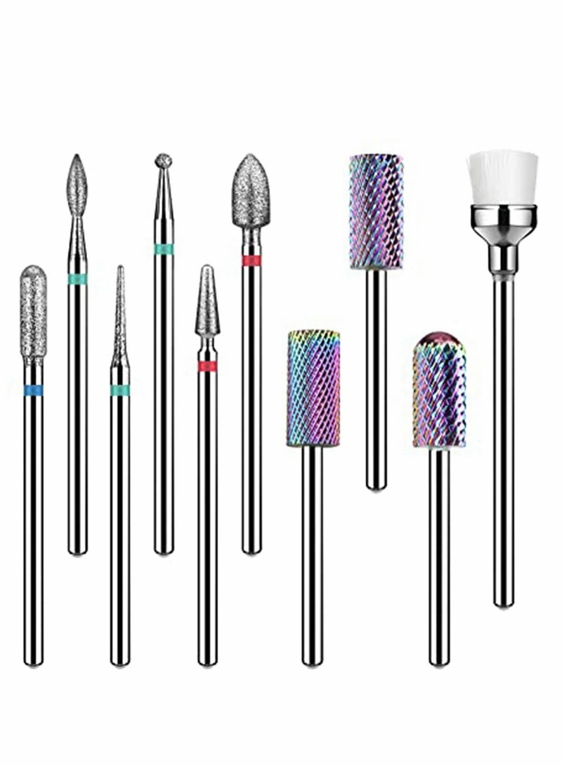 KASTWAVE Nail Drill Bits Set - Nail Bits for Nail Drill, Efile Nail Drill Bits for Acrylic Nails 10Pcs 3/32 inch Nail Bits for Gel Nails Cuticle Tools - Image 1