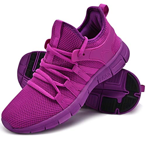 INZCOU Running Shoes Lightweight Tennis Shoes Non Slip Gym Workout Shoes Breathable Mesh Walking Sneakers Purple 7women 6men - Image 1