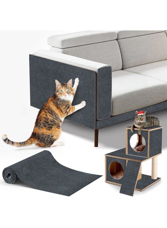 ALEIFLE cat Scratching mat Self-Adhesive, Trimmable Furniture Protector for Couch, Sofa, Wall & Cat Trees - Durable Scratch Pad with Nano Tape, DIY Climbing Carpet for Indoor Cats(Dark Grey, 23.6"x15.8") - Image 1