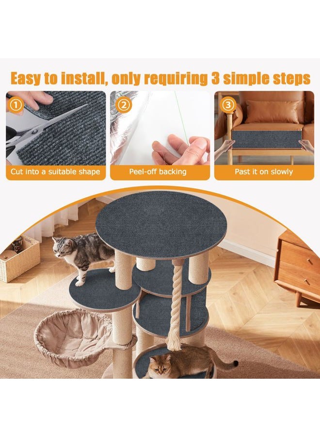 ALEIFLE cat Scratching mat Self-Adhesive, Trimmable Furniture Protector for Couch, Sofa, Wall & Cat Trees - Durable Scratch Pad with Nano Tape, DIY Climbing Carpet for Indoor Cats(Dark Grey, 23.6"x15.8") - Image 5