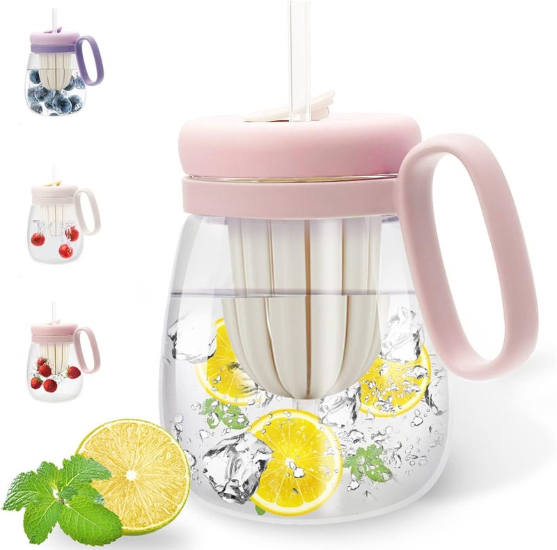 ShipFayda Glass water BottleMugTumbler with Straw Lid Reusable for TeaFruit Infuser LeakProof Sipper bottle with Silicone Sleeve 500ml capacity Reusable for Office Home Party Multicolor - Image 2