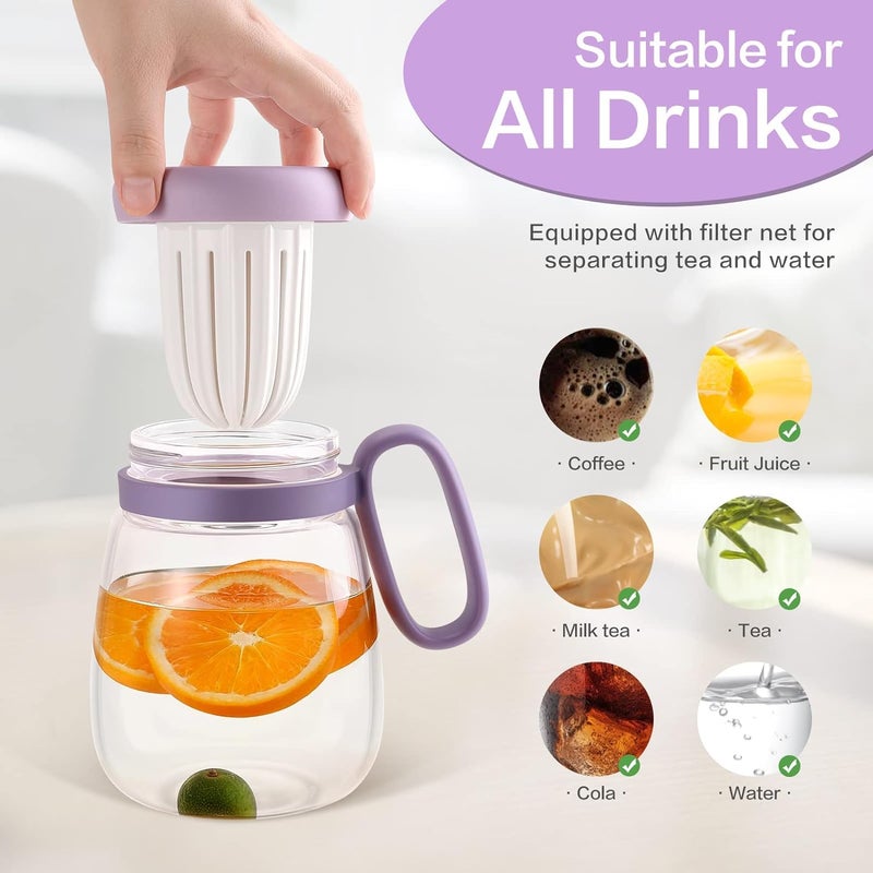 ShipFayda Glass water BottleMugTumbler with Straw Lid Reusable for TeaFruit Infuser LeakProof Sipper bottle with Silicone Sleeve 500ml capacity Reusable for Office Home Party Multicolor - Image 3