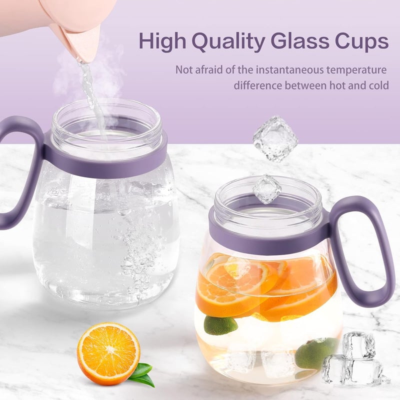 ShipFayda Glass water BottleMugTumbler with Straw Lid Reusable for TeaFruit Infuser LeakProof Sipper bottle with Silicone Sleeve 500ml capacity Reusable for Office Home Party Multicolor - Image 5