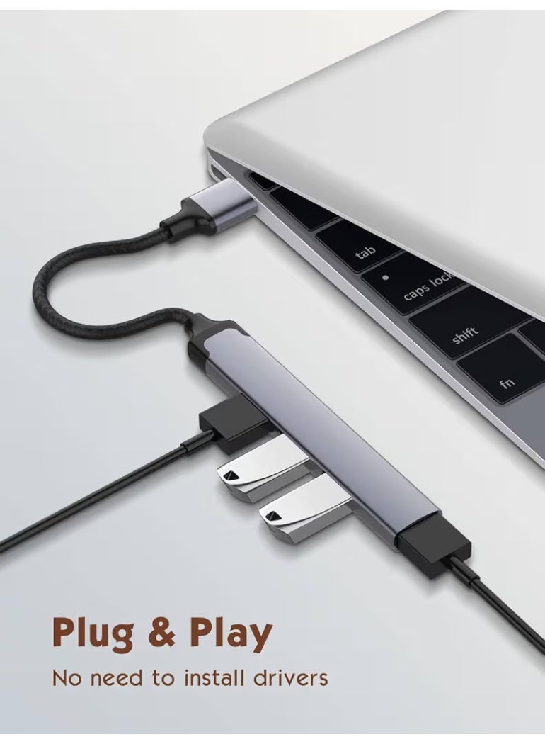 محول USB 4 في 1، منفذ USB إلى 4 منافذ USB بسرعة 5 جيجابت في الثانية، متوافق مع أجهزة الكمبيوتر المحمولة والهواتف الذكية - Image 4