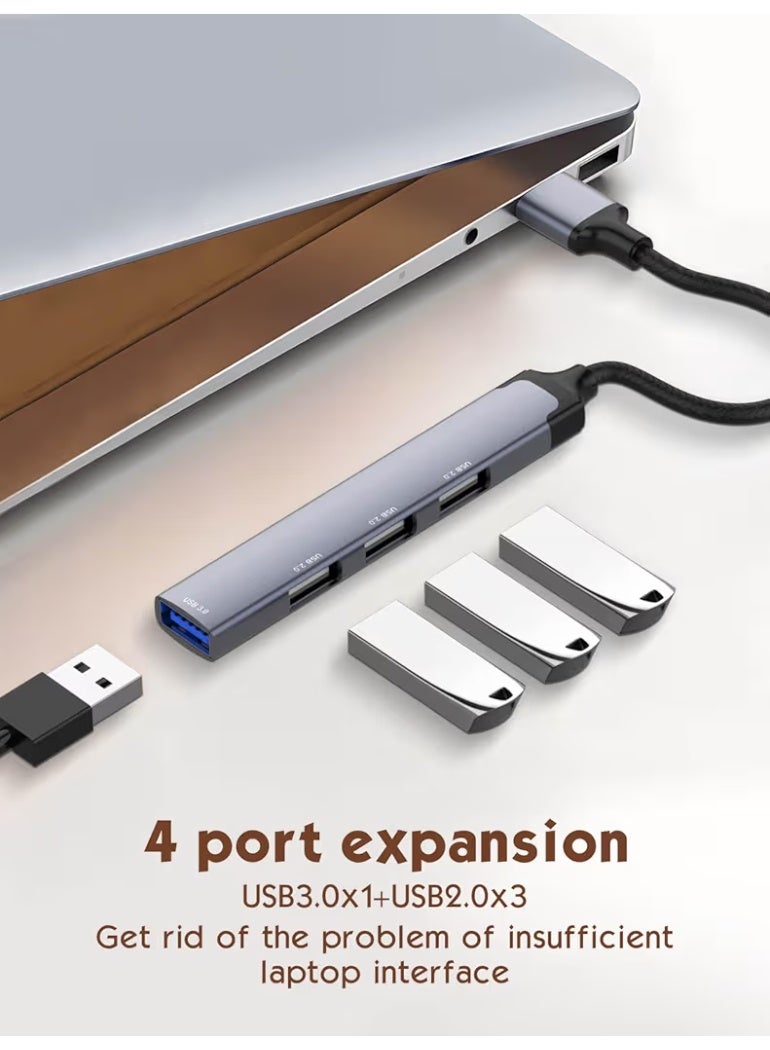 محول USB 4 في 1، منفذ USB إلى 4 منافذ USB بسرعة 5 جيجابت في الثانية، متوافق مع أجهزة الكمبيوتر المحمولة والهواتف الذكية - Image 3
