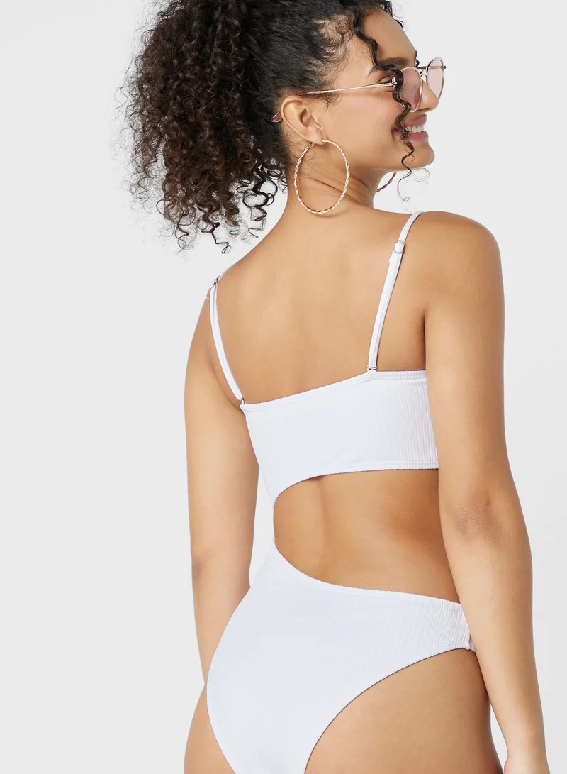 Cotton On Body High Leg Cut Out Detail Swimsuit
