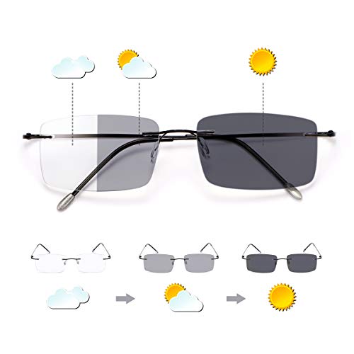 MIRYEA Photochromic Progressive Multifocal Computer Reading Glasses Anti UV Sun Readers - Image 1