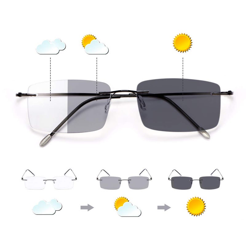 MIRYEA Photochromic Progressive Multifocal Computer Reading Glasses Anti UV Sun Readers - Image 2