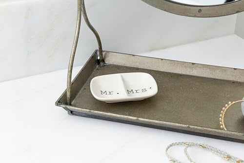 Creative Co-Op Ceramic 2 Section Mr. & Mrs. Dish - Image 3