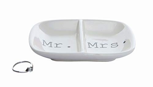 Creative Co-Op Ceramic 2 Section Mr. & Mrs. Dish - Image 4