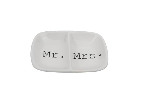 Creative Co-Op Ceramic 2 Section Mr. & Mrs. Dish - Image 1