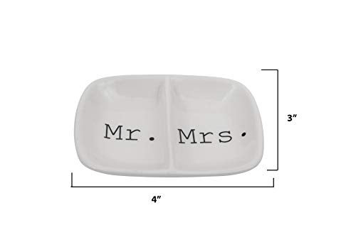 Creative Co-Op Ceramic 2 Section Mr. & Mrs. Dish - Image 2