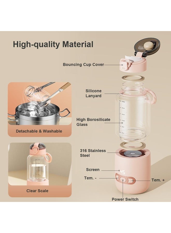 HuHa 250ml Wireless Instant Water Warmer Electric Kettle for Baby Formula With 15000 mAh Battery Capacity(Pink) - Image 4