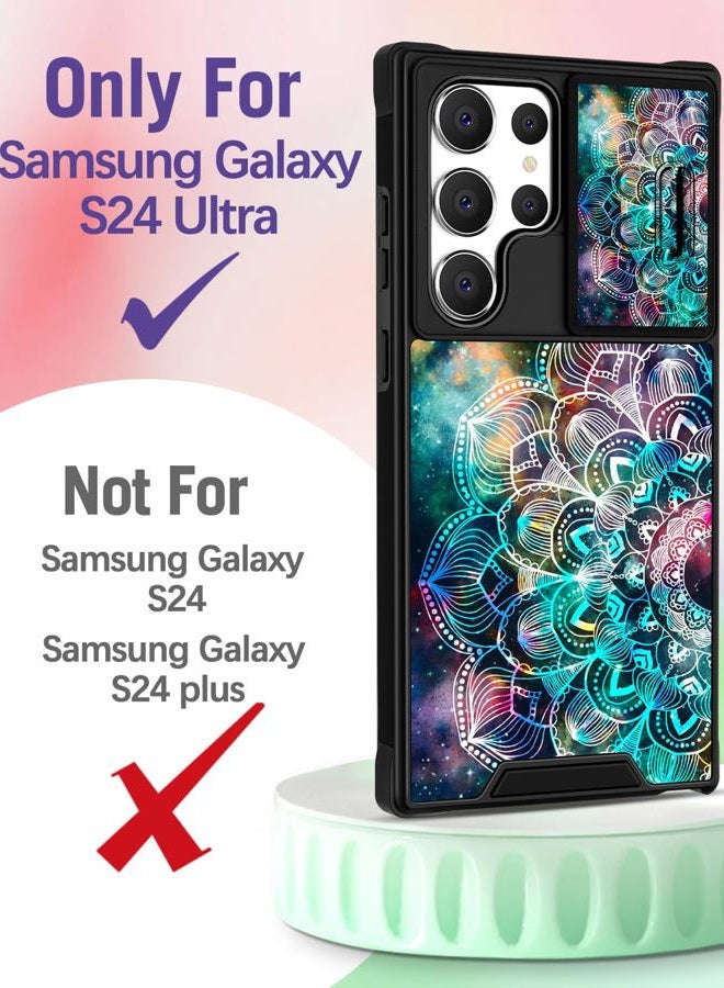 Funermei for Samsung Galaxy S24 Ultra Case - [2in1] Women Cute Girls Phone Cover Girly Aesthetic Boho Flower Unique Design Camera Cover Compatible with MagSafe Ring Holder Stand Funda for S24 Ultra - Image 2
