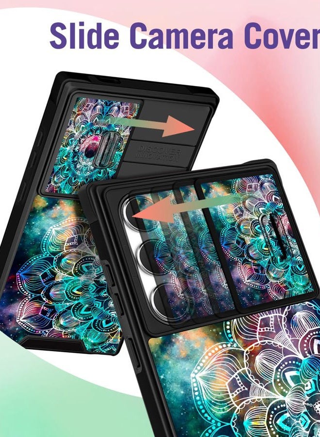 Funermei for Samsung Galaxy S24 Ultra Case - [2in1] Women Cute Girls Phone Cover Girly Aesthetic Boho Flower Unique Design Camera Cover Compatible with MagSafe Ring Holder Stand Funda for S24 Ultra - Image 3