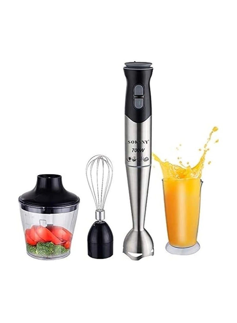 سوكاني خلاط يدوي من الفولاذ المقاوم للصدأ من سوكاني 1000 واط 4 في 1 (كوب + مفرمة + خلاط يدوي + مضرب بيض) SK-758-4N - Image 1