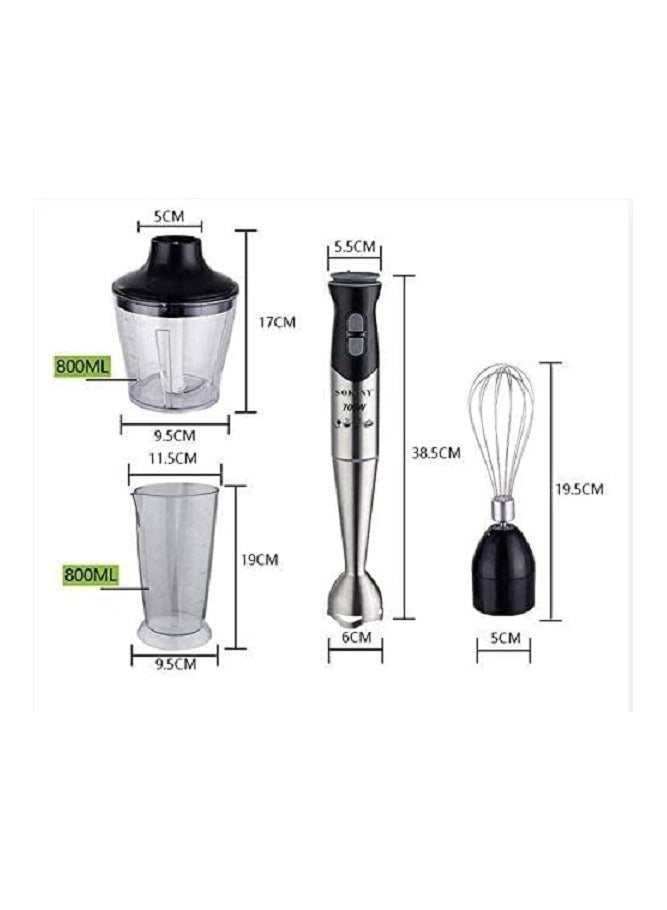 سوكاني خلاط يدوي من الفولاذ المقاوم للصدأ من سوكاني 1000 واط 4 في 1 (كوب + مفرمة + خلاط يدوي + مضرب بيض) SK-758-4N - Image 2