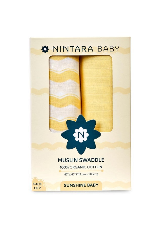 NINTARABABY Nintara Baby Extra-Large Swaddle - 100% Organic Premium Muslin Cotton, 47" x 47", Ultra-Soft, Breathable & Lightweight, Multipurpose, Unisex, Hypoallergenic, Gifts for Newborn Babies, Pack of 2 - Image 1