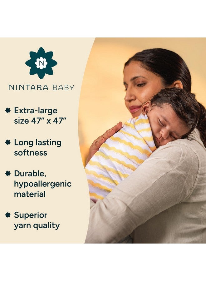 NINTARABABY Nintara Baby Extra-Large Swaddle - 100% Organic Premium Muslin Cotton, 47" x 47", Ultra-Soft, Breathable & Lightweight, Multipurpose, Unisex, Hypoallergenic, Gifts for Newborn Babies, Pack of 2 - Image 3
