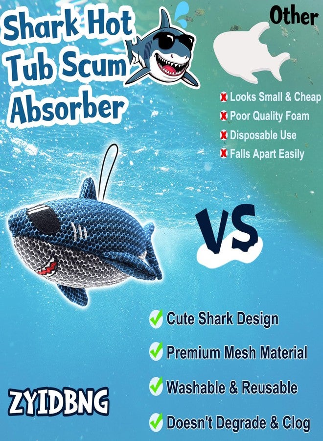 ZYIDBNG 2 Pack Shark Hot Tub Scum Absorber for Hot Tubs and Pools Reusable Oil Absorbing Sponge Shark - Image 3