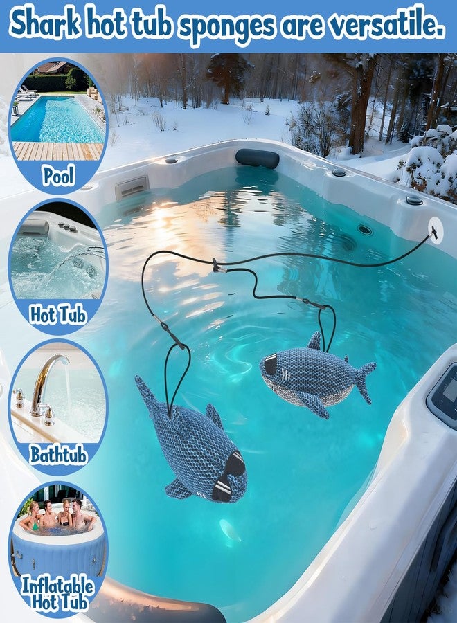 ZYIDBNG 2 Pack Shark Hot Tub Scum Absorber for Hot Tubs and Pools Reusable Oil Absorbing Sponge Shark - Image 5