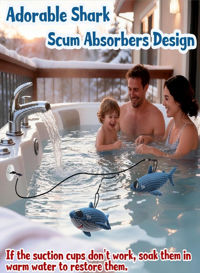 ZYIDBNG 2 Pack Shark Hot Tub Scum Absorber for Hot Tubs and Pools Reusable Oil Absorbing Sponge Shark - Image 2