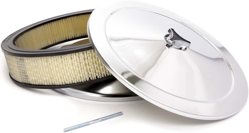 Racing Power Company R2195 14" x 3" Chrome Plain Drop Base Air Cleaner Set - Image 1