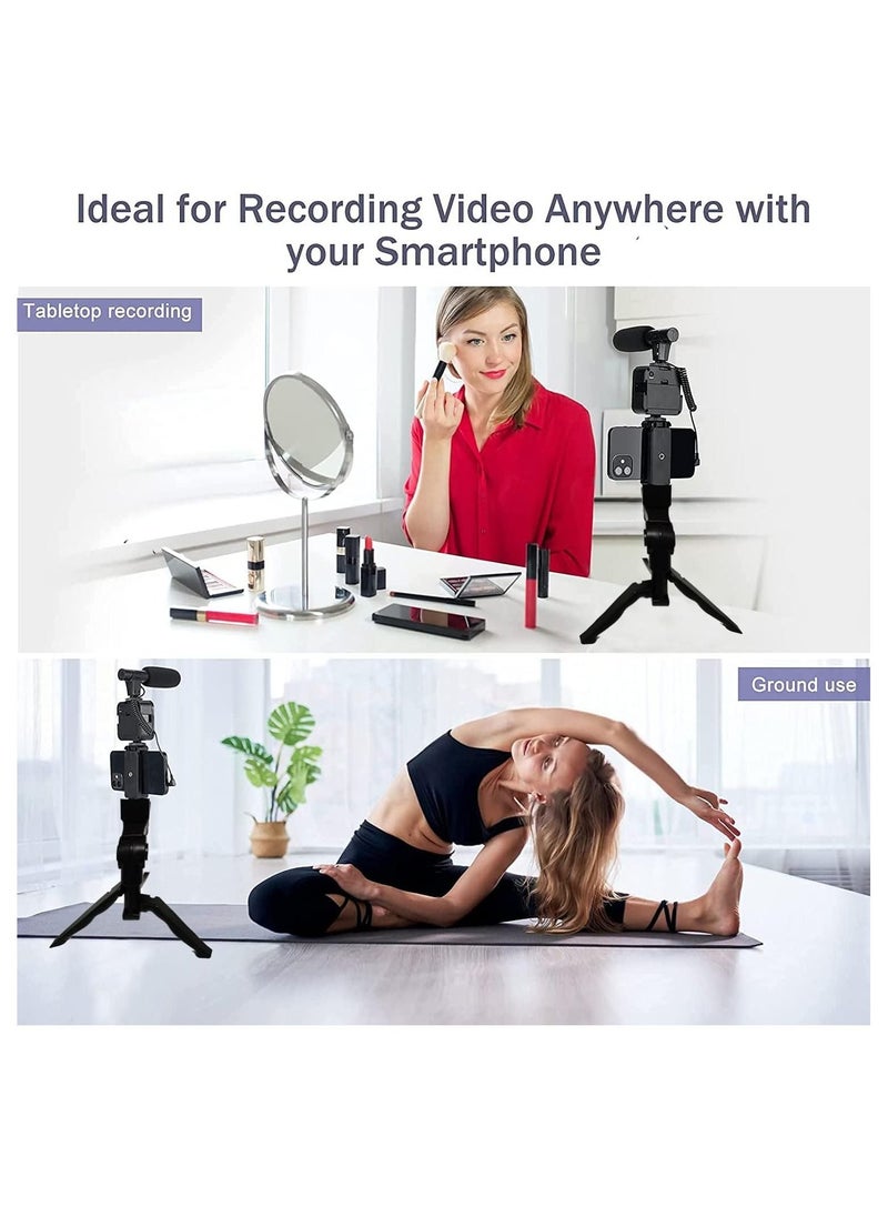 Vlogging Kit,Smartphone Vlogging Video Kit with Microphone+Tripod+LED Light+Wireless Remote，Phone Holder Phone Stands Smartphone Video Microphone Rig Kit - for YouTube, TIK Tok, Filming
