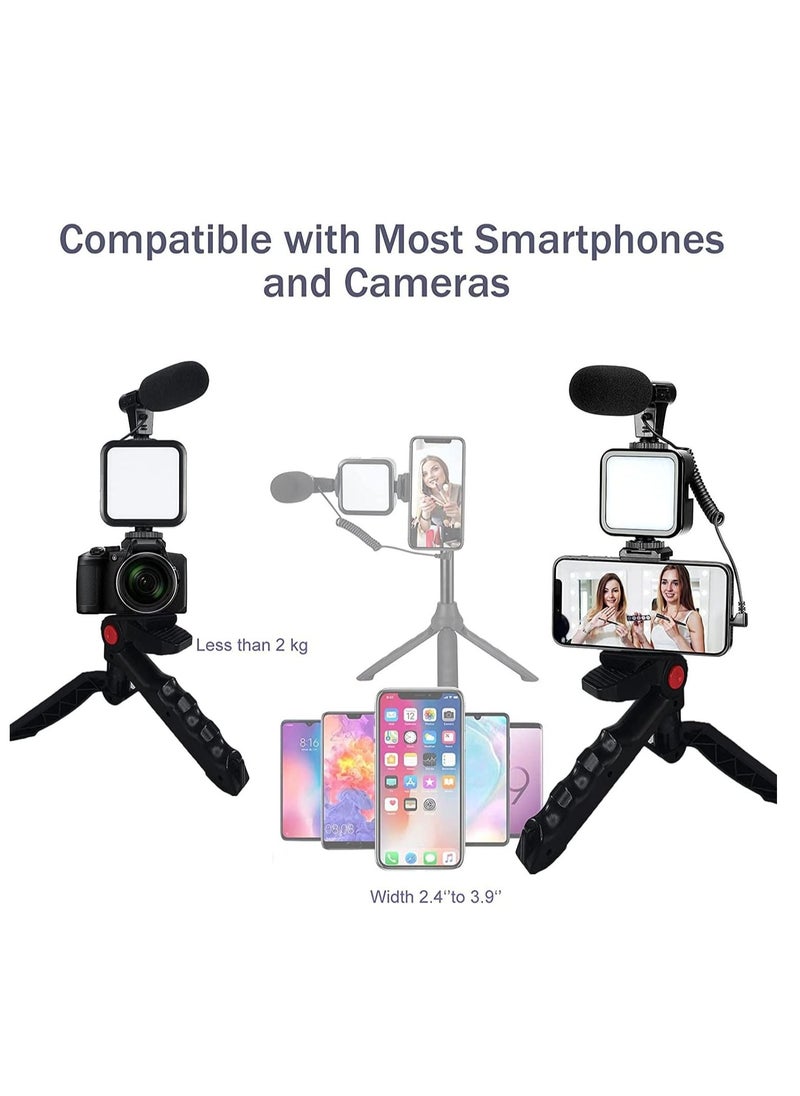 Vlogging Kit,Smartphone Vlogging Video Kit with Microphone+Tripod+LED Light+Wireless Remote，Phone Holder Phone Stands Smartphone Video Microphone Rig Kit - for YouTube, TIK Tok, Filming