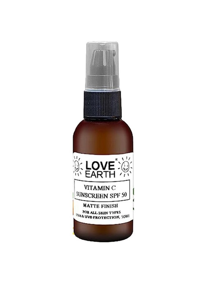 Love Earth Vitamin C Sunscreen SPF-50 For Sun's UVA, UVB Ray Protection With Vitamin C & Essential Oils For All Skin Types 50ml - Image 1