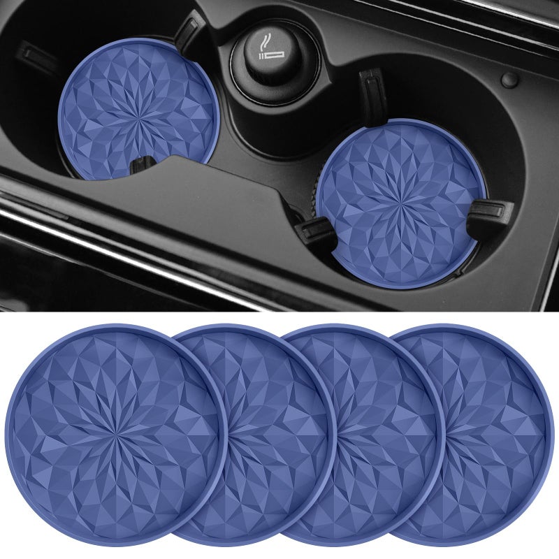 ME.FAN Car Coasters for Cup Holders [4 Pack] - 2.75In Silicone Auto Mug Mats - Universal Non-Slip Recessed Car Interior AccessoriesNavy Blue - Image 1