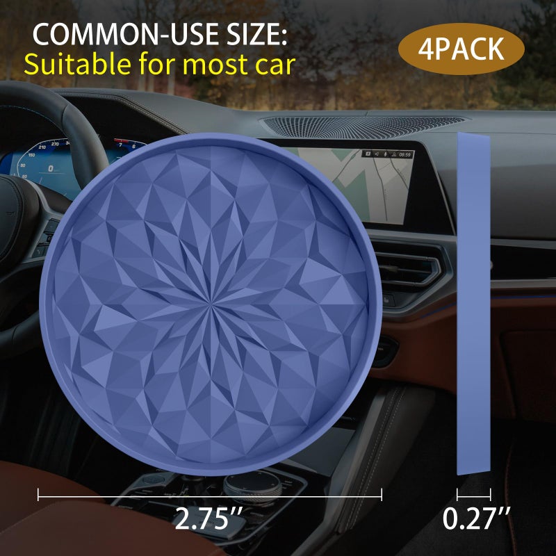 ME.FAN Car Coasters for Cup Holders [4 Pack] - 2.75In Silicone Auto Mug Mats - Universal Non-Slip Recessed Car Interior AccessoriesNavy Blue - Image 2