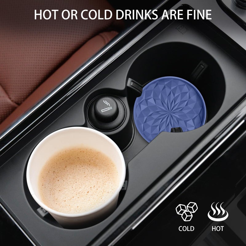 ME.FAN Car Coasters for Cup Holders [4 Pack] - 2.75In Silicone Auto Mug Mats - Universal Non-Slip Recessed Car Interior AccessoriesNavy Blue - Image 5