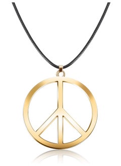 Tatuo 1 Piece Metal Peace Sign Pendant 1960S 1970S Hippie Party Accessories Necklace (Gold)  - Image 1
