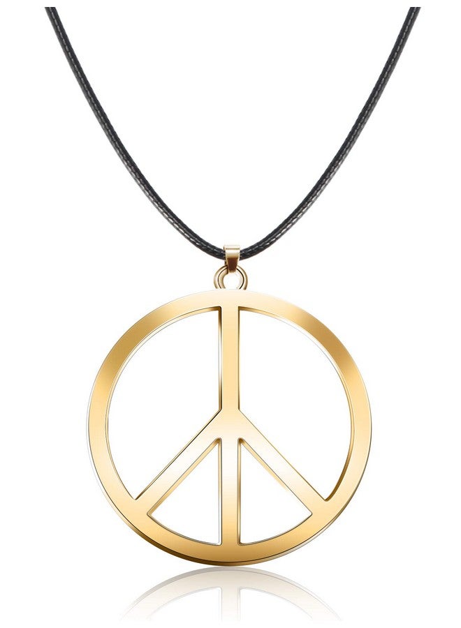 Tatuo 1 Piece Metal Peace Sign Pendant 1960S 1970S Hippie Party Accessories Necklace (Gold) - Image 1