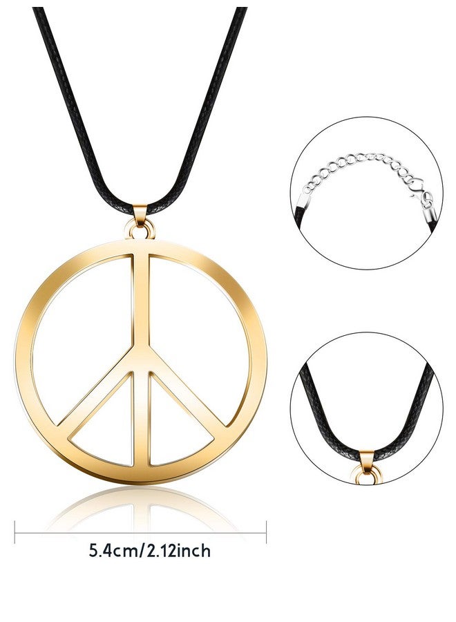 Tatuo 1 Piece Metal Peace Sign Pendant 1960S 1970S Hippie Party Accessories Necklace (Gold) - Image 3
