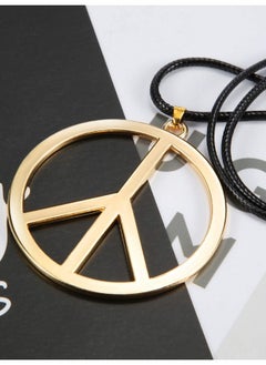 Tatuo 1 Piece Metal Peace Sign Pendant 1960S 1970S Hippie Party Accessories Necklace (Gold)  - Image 2