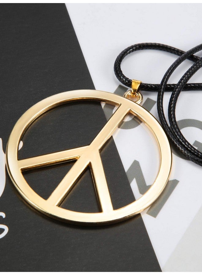 Tatuo 1 Piece Metal Peace Sign Pendant 1960S 1970S Hippie Party Accessories Necklace (Gold) - Image 2
