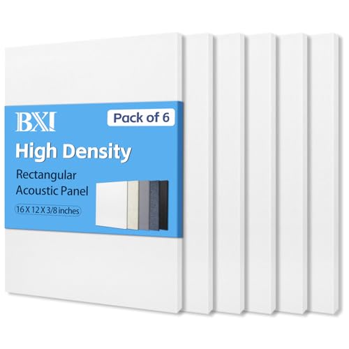 BXI Sound Absorber 16 X 12 X 38 Inches 6 Pack High Density Acoustic Absorption Panel Sound Absorbing Panels Reduce Echo Reverb Tackable Acoustic Panels for Wall and Ceiling Acoustic Treatment