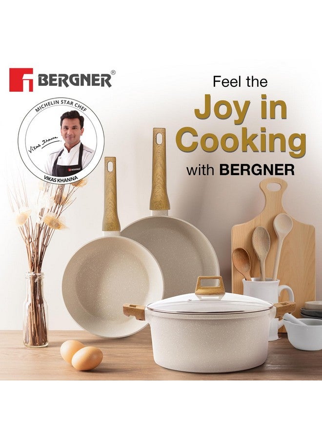 Bergner Naturally Forged Aluminum 28cm Frypan, Marble Non-Stick Coating, Less Oil Use, Scratch Resistant Frying Pan, Durable, Soft Touch Handle, Easy to Clean - Induction Bottom, Free Non-Woven Trivet - Image 2