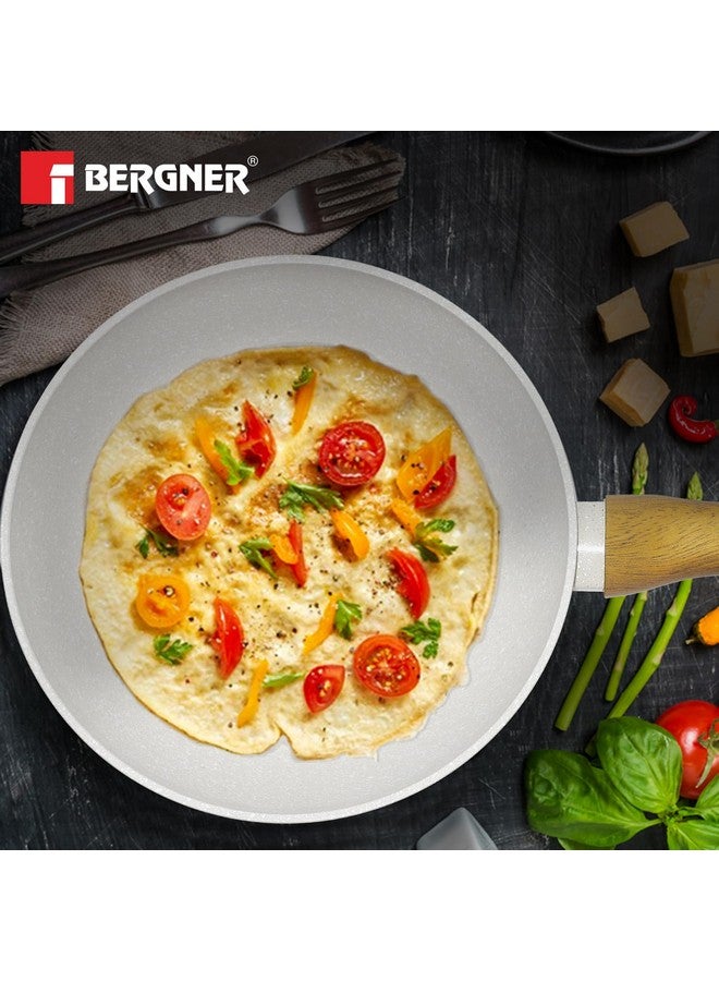 Bergner Naturally Forged Aluminum 28cm Frypan, Marble Non-Stick Coating, Less Oil Use, Scratch Resistant Frying Pan, Durable, Soft Touch Handle, Easy to Clean - Induction Bottom, Free Non-Woven Trivet - Image 3