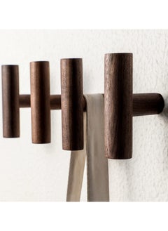 SANMUGEED 4Pack Walnut Coat Hooks, Wall Mounted Pegs Wooden Organizer Hangers Vintage Single Hooks Natural Wood Hangers Rustic Wall Pegs Minimalist Hook Design for Hanging Hat, Towel, Bag, Rope  - Image 1