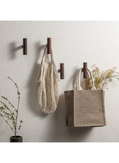 SANMUGEED 4Pack Walnut Coat Hooks, Wall Mounted Pegs Wooden Organizer Hangers Vintage Single Hooks Natural Wood Hangers Rustic Wall Pegs Minimalist Hook Design for Hanging Hat, Towel, Bag, Rope  - Image 4