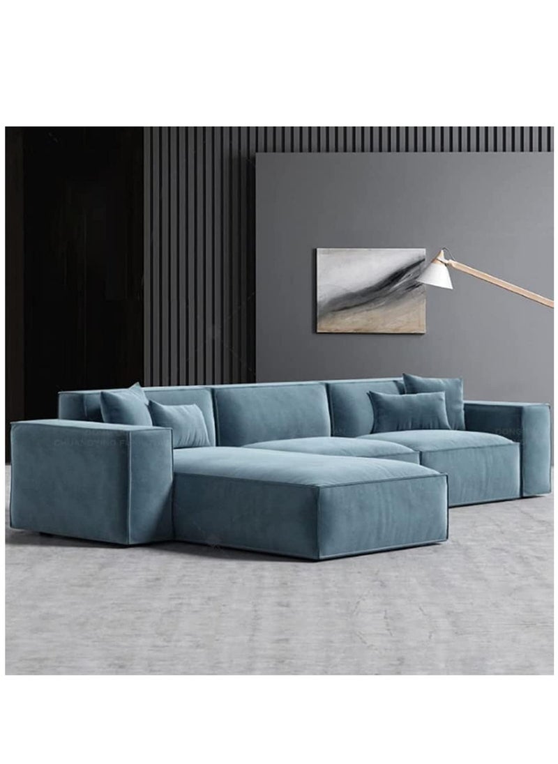 KARNAK Karnak Carol Corner L-Shaped Luxury Sofa For Living Room Solid Wood Corner Modern Design Couch, Velvet Upholstered Color (Turquoise)  - Image 1