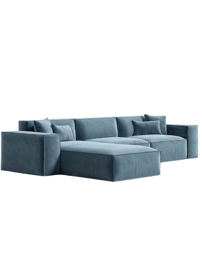 KARNAK Karnak Carol Corner L-Shaped Luxury Sofa For Living Room Solid Wood Corner Modern Design Couch, Velvet Upholstered Color (Turquoise)  - Image 2